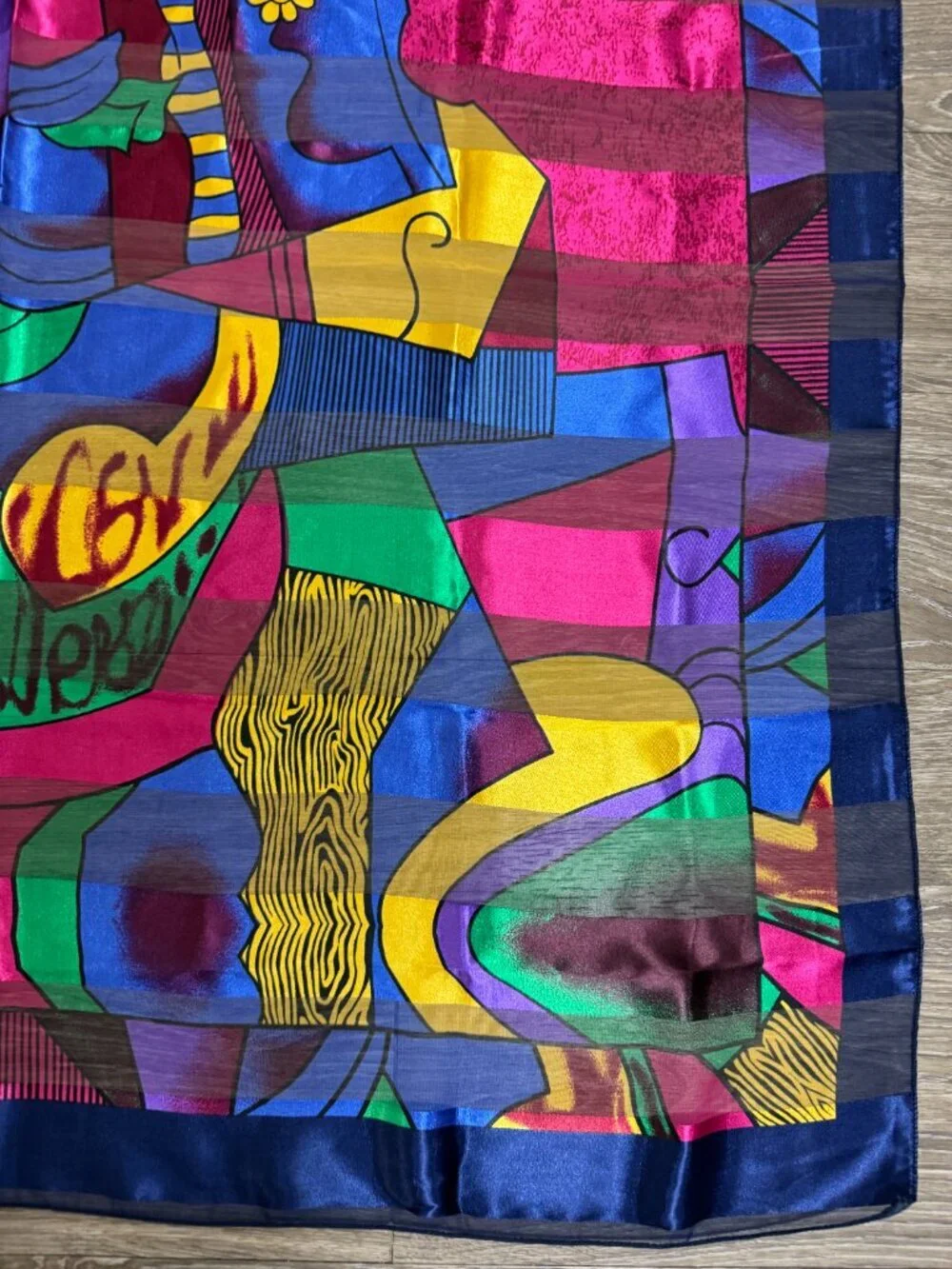 VTG 1980s  Pablo Picasso Satin Scarf Art Abstract Face Square 39